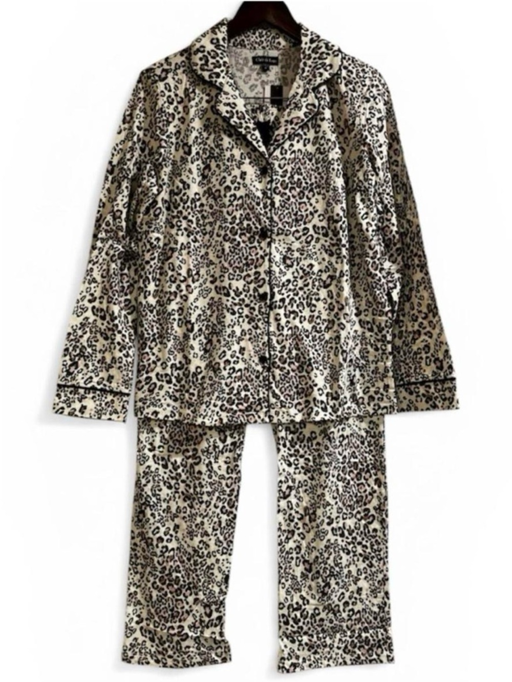 Leopard-Print Women's Pajama Set - Cream/Brown